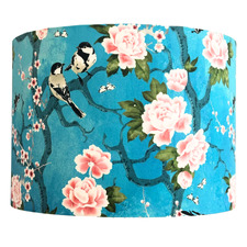 Garden Blossoms Blue Cotton Lamp Shade