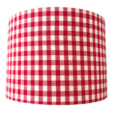 Illisum Checkered Red & White Linen Lamp Shade