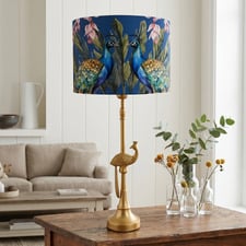 Pavo Blue Metal Peacock Table Lamp