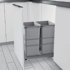 Domestique 30L Twin Slide Out Concealed Kitchen Waste Bin - Low