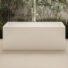 Cdesign Matte White Solid Surface Freestanding Bath with Overflow