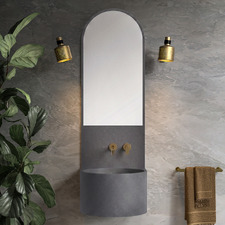 Marrakech 450mm Wall Hung Basin with Integrated Splashback & Mirror