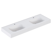 Mia 1500mm Matte White Wall Hung Double Basin with Overflow