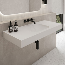 Mia 1200mm Matte White Wall Hung Basin with Overflow
