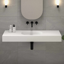 Arki 1200mm Matte White Wall Hung Basin with Overflow