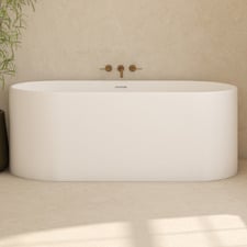 Kanso Matte White Solid Surface Freestanding Bath with Overflow