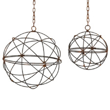 2 Piece Wire Ball Hanging Planter Set