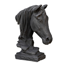 44cm Black Horse Garden Statue