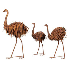3 Piece Cleo Emu Garden Statue Set