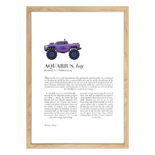 Zodiac Aquarius Child, Monster Truck Printed Wall Art