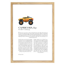 Zodiac Capricorn Child, Monster Truck Printed Wall Art