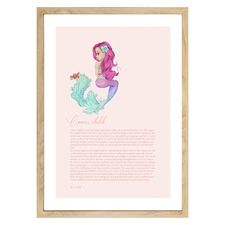 Zodiac Cancer Child Mermaid Printed Wall Art