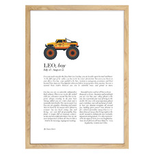 Zodiac Leo Child Monster Truck Printed Wall Art