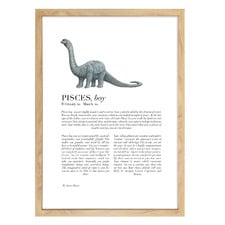 Zodiac Pisces Child Brachiosaurus Printed Wall Art