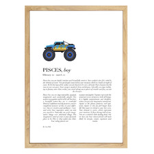 Zodiac Pisces Child Monster Truck Printed Wall Art