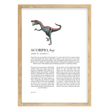 Zodiac Scorpio Child Velociraptor Printed Wall Art