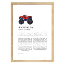 Zodiac Scorpio Child Monster Truck Printed Wall Art