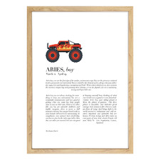 Zodiac Aries Child Monster Truck Printed Wall Art