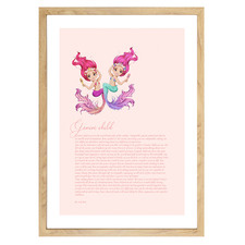 Zodiac Gemini Child Mermaid Printed Wall Art