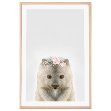 Baby Wombat Rose Crown Printed Wall Art