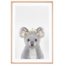 Baby Koala Daisy Crown Printed Wall Art