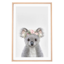 Baby Koala Rose Crown Printed Wall Art
