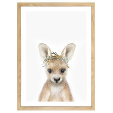 Baby Kangaroo Eucalyptus Crown Printed Wall Art