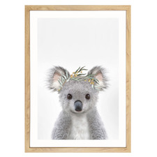 Baby Koala Eucalyptus Crown Printed Wall Art