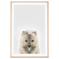 Baby Wombat Rose Crown Printed Wall Art