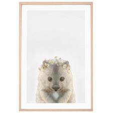 Baby Wombat Daisy Crown Printed Wall Art