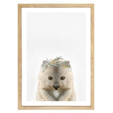 Baby Wombat Eucalyptus Crown Printed Wall Art