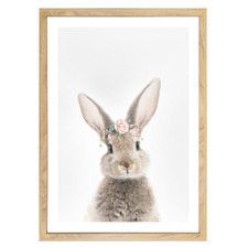 Bunny Rabbit with Rose Crown Printed Wall Art