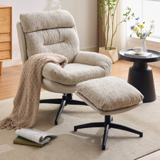 2 Piece Rye Upholstered Swivel Chair & Footstool Set