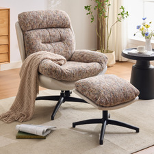 2 Piece Rye Upholstered Swivel Chair & Footstool Set