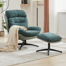 2 Piece Rye Upholstered Swivel Chair & Footstool Set