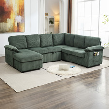 Eviana 6 Seater King Single Modular Sofa Bed & Ottoman Set