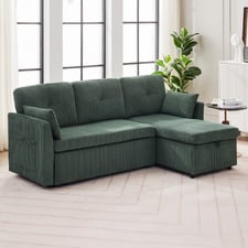Fontana 3 Seater Single Corduroy Sofa Bed with Reversible Chaise