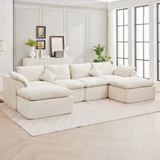 Fiona 4 Seater Chenille Modular Sofa & Ottoman Set