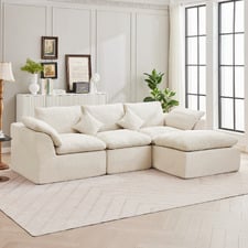 Fiona 3 Seater Chenille Sofa & Ottoman Set