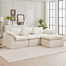 Fiona 4 Seater Chenille Sofa & Ottoman Set