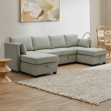 Juno 4 Seater Modular Sofa & Ottoman Set