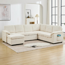 Eviana 6 Seater King Single Modular Sofa Bed & Ottoman Set