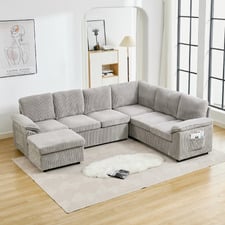 Eviana 6 Seater King Single Modular Sofa Bed & Ottoman Set