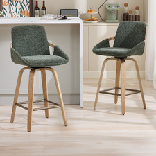 66cm Lucinda Chenille Swivel Bar Stools (Set of 2)