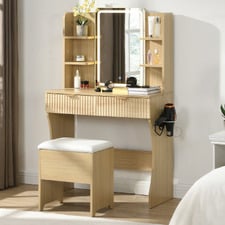 2 Piece Tetia LED Dressing Table & Stool Set