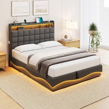Facardo Gas Lift Storage Bed Frame with Charging Station