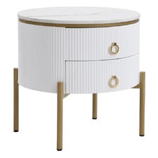 Lulu 2 Drawer Marble-Look Bedside Table