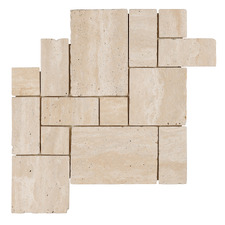 Soline Tumbled Beige French Pattern Travertine Mosaic Tile