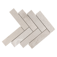 Elias Tumbled Grey Large Herringbone Travertine Mosaic Tile