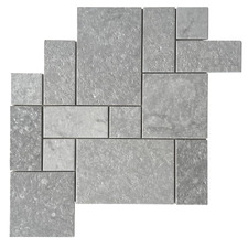 Soline Tumbled Grey French Pattern Travertine Mosaic Tile